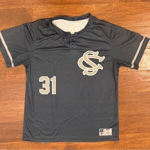 Bluish Grey Mesh Baseball Style Jersey #31 - Short Sleeved Athletic Top - Size L